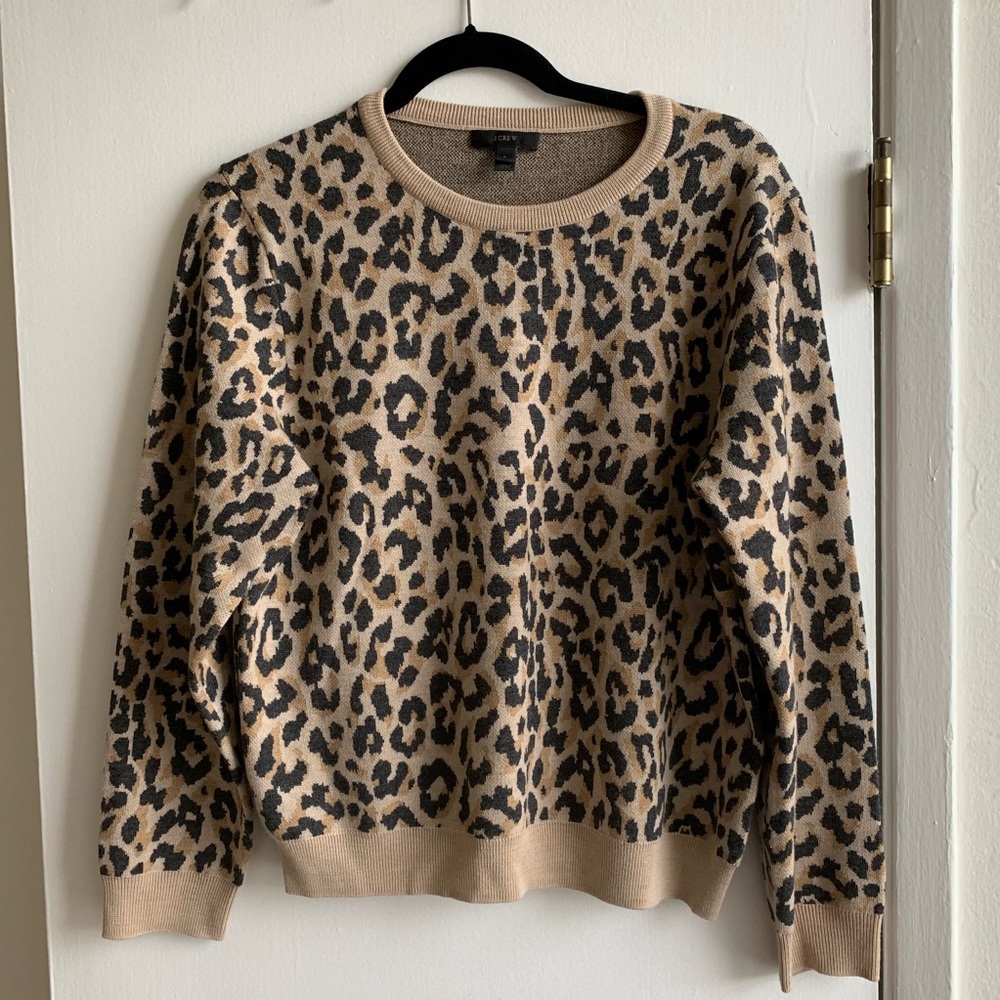 J. Crew Merino Leopard Sweater size large